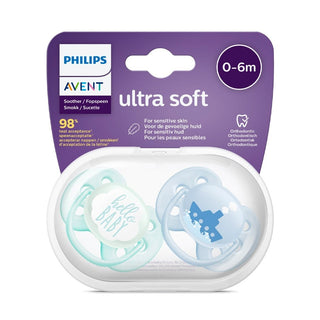 Philips Avent Ultra Soft 0-6m Blue Pacifier Set of 2