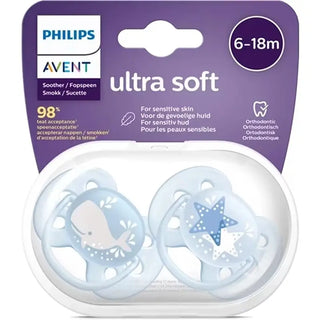 Philips Avent Ultra Soft Pacifier 6-18M for Boys 2 Pack