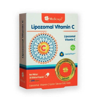 Medicago Liposomal Vitamin C Supplement - 30 Herbal Capsules for Immune Support Liposomal Vitamin C Supplement - Boost Immunity & Energy Liposomal Vitamin C, Vitamin C supplement, Dietary supplement, Immune system support, Antioxidant supplement, Health supplements, Natural health products, Immune function, Fatigue reduction, Energy metabolism, Health and wellness
