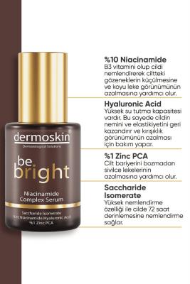 Dermoskin Be Bright Niacinamide Complex Serum for Oily & Combination Skin - Hydrating, Pore Minimizing, 30ml Dermoskin Be Bright Niacinamide Serum for Oily Skin Niacinamide Complex Serum, Dermoskin Be Bright Serum, Niacinamide for skin, Serum for combination skin, Serum for oily skin, Hyaluronic Acid serum, Skin hydration serum, Acne scar treatment serum, skincare, oily skin, combination skin, anti-aging, pore minimizing, hydrating serum