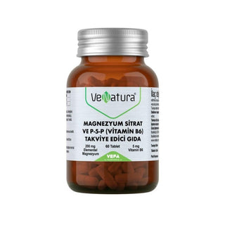 VeNatura Magnesium Citrate and Vitamin B6 Supplement - 60 Tablets for Muscle and Nerve Support VeNatura Magnesium Citrate & Vitamin B6 - 60 Tablets Magnesium Supplement, Vitamin B6 Supplement, Dietary Supplement, Magnesium Citrate, Non-Pharmaceutical Health Supplement, Health and Wellness, Muscle Support, Nerve Support, Brain Function, Immune System Support, Health Conscious, Non-Pharmaceutical, Supplement for Adults, Supplement for Teens