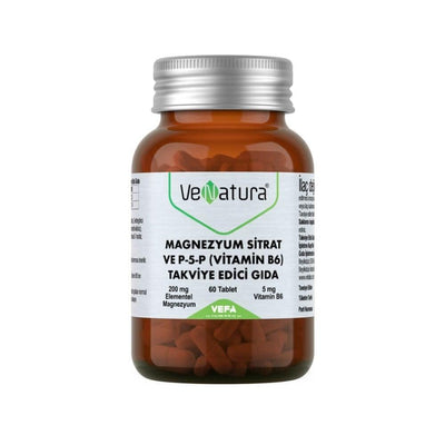 VeNatura Magnesium Citrate and Vitamin B6 Supplement - 60 Tablets for Muscle and Nerve Support