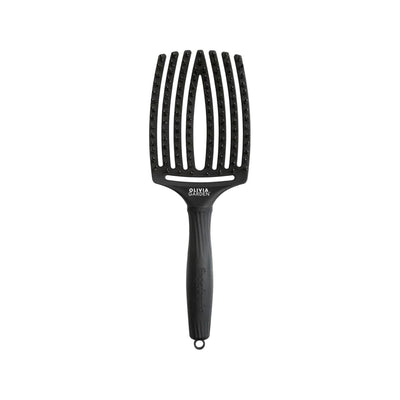 Olivia Garden Fingerbrush Care Iconic Boar Nylon Full Black L - Gentle & Effective Oral Care for Sensitive Teeth & Gums