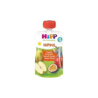 hipp organic mixed fruit puree passionfruit 100g, close up of hipp purees for babies, nutritional information of hipp organic fruit puree Hipp Organic Mixed Fruit Puree - Passionfruit | 100g Hipp Organic Mixed Fruit Puree - 100g hipp, organic, fruit-puree, baby-food, snack, healthy-snack, no-added-sugar, fruit-mix, parents, ai-generated
