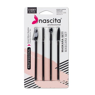 Nascita 4-Piece Silicone Mascara and Eyebrow Brush Set - Professional Makeup Tools for Enhanced Lashes and Brows Nascita Silicone Mascara & Eyebrow Brush Set - Enhance Lashes & Brows maskara fırçası, kaş şekillendirme fırçası, silikon makyaj araçları, güzellik seti, makyaj malzemeleri, Nascita, silicone makeup brushes, eyebrow brush, mascara brush, reusable makeup tools, beauty essentials, cosmetic accessories