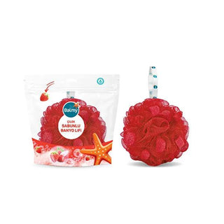 Balmy Banyo: Strawberry Soap-Filled Bath Sponge - Exfoliating, Fragrant, & Dermatologically Tested for All Skin Types Balmy Banyo Strawberry Soap Sponge: Cleanse & Exfoliate! soap-filled bath sponge, strawberry scented bath sponge, self-soaping body scrubber, fragrant bath sponge, dermatologically tested sponge, exfoliating bath sponge, soap infused sponge, cleansing bath sponge, strawberry soap sponge, all skin types bath sponge, bath sponge, strawberry sponge, self-soaping sponge, body scrubber, fragrant 