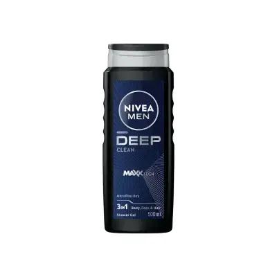Nivea Men Deep Dimension Clean: Invigorating Shower Gel for Men - Deep Cleansing, Refreshing Scent, Long-Lasting 500ml B