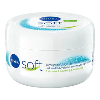 Nivea Soft Moisturizing Body Care Cream - Non-Greasy, Vitamin E & Jojoba Oil Enriched for Soft, Elastic Skin Nivea Soft Body Cream - Non-Greasy Moisturizer Moisturizing Body Cream, Nivea Soft, Non-greasy moisturizer, Vitamin E body cream, Jojoba Oil skincare, Body moisturizer, Face moisturizer, Hand cream, Dry skin relief, Sensitive skin friendly, Dermatologically tested, Skincare essentials