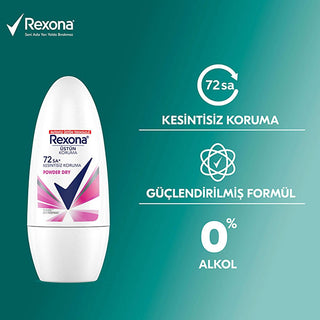 Rexona Women's Powder Dry Deodorant Roll-On - 72 Hour Protection, Long-Lasting Freshness Rexona 72 Hour Deodorant Roll-On for Women women's deodorant roll-on, long-lasting deodorant, powder dry deodorant, 72 hour protection deodorant, MotionSense technology deodorant, active women, confidence, freshness, Rexona, antiperspirant, personal care, hygiene, cosmetics