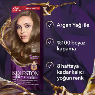 wella koleston intense hair color 7/11 extra ash bottle, wella koleston intense hair color packaging, wella koleston hair dye application kit Wella Koleston Intense Hair Color - 100% Gray Coverage with Argan Oil | Extra Ash Blonde Wella Koleston Intense Hair Color 7/11 Extra Ash wella, hair-color, intense-hair-color, argan-oil, extra-ash-blonde, 100-gray-coverage, permanent-hair-dye, dye-instructions, nourishing-hair-care, ai-generated