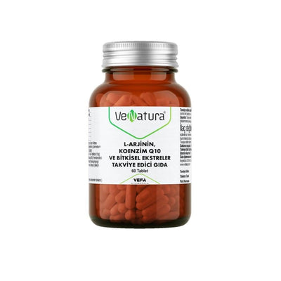 VeNatura L-Arginine, Coenzyme Q10 & Herbal Extract Supplement - 60 Tablets for Cardiovascular Health & Energy Support