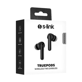 s-link truepods black bluetooth earbuds, s-link truepods charging case, s-link truepods earbuds in use S-link TruePods Black - IPX4 Bluetooth Earbuds | TWS S-link TruePods - IPX4 Bluetooth Earbuds | Black truepods, black-earbuds, bluetooth-earbuds, ipx4-earbuds, wireless-earbuds, music-listening, fitness-audio, commuter-accessory, ai-generated, tws