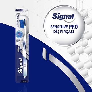 Signal Sensitive Pro Manual Toothbrush for Sensitive Teeth & Gums - Soft Bristle, Gentle Oral Care Signal Sensitive Pro Toothbrush - Gentle Oral Care Sensitive toothbrush, Soft bristle toothbrush, Gentle oral care, Manual toothbrush for sensitive teeth, Toothbrush with tongue cleaner, Oral hygiene, Sensitive teeth care, Gum care, Plaque removal, Fresh breath, Daily oral care, Travel toothbrush, Compact toothbrush