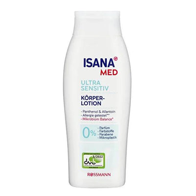 Isana Sensitive Skin Body Lotion - Fragrance-Free Moisturizer for Dry Skin, Vegan & DAAB Certified
