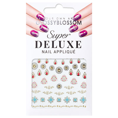 Glossy Blossom Jewel Box Ancient Secret Nail Stickers: Easy Self-Adhesive Nail Art Decorations, Shiny, Colorful, and Ant