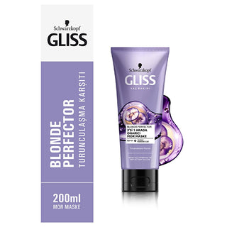 Gliss Blonde Perfector Purple Hair Mask: Anti-Brass, Color Correcting, & Peptide Repair for Blonde & Color Treated Hair Gliss Purple Hair Mask: Tone & Repair Blonde, Anti-Brass Purple hair mask, Blonde hair mask, Anti-brass mask, Color correcting mask, Peptide hair repair, Blueberry hair extract, Blonde perfector, Purple toning mask, Mask for blonde hair, Hair mask for color treated hair, hair mask, blonde hair, color treated hair, brassiness, toning, hair repair, peptide, blueberry extract, hair care, beau