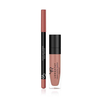 Golden Rose Matte Lipkit Warm Sable: Long Lasting, Kissproof Liquid Lipstick & Dream Lips Lipliner for Perfectly Coordin