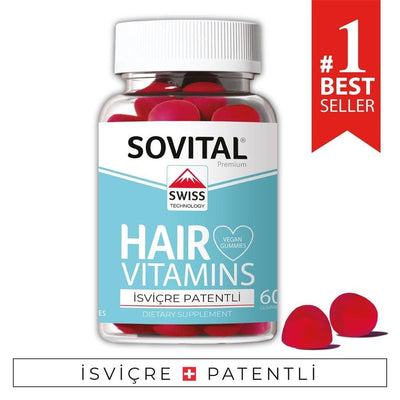 Sovital Hair Vitamins 60 Vegan Gummies - Swiss Patented Formula for Healthy Hair