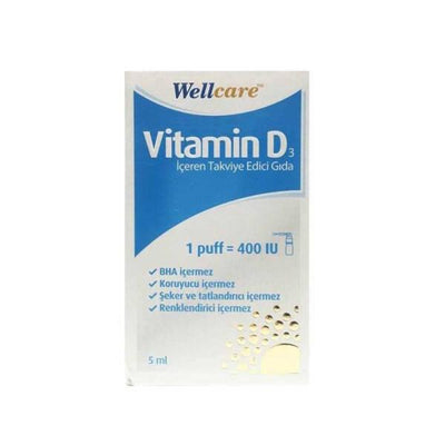 Wellcare Vitamin D3 Oral Spray 400IU: Boost Immune Health, Support Strong Bones & Teeth Ð Easy-to-Use for Kids & Adults.