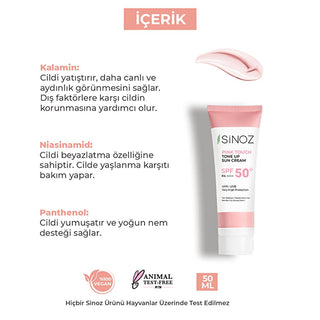 Sinoz SPF50+ Pink Touch Facial Sunscreen: Tone Up & Protect with High Protection, Calamine & PA++++ for Radiant Skin (1.69 fl oz) Sinoz SPF50+ Pink Sunscreen: Tone Up & High Protection SPF 50 sunscreen, pink tone up sunscreen, sunscreen for face, high protection sunscreen, sunscreen with calamine, tone correcting sunscreen, brightening sunscreen, Sinoz sunscreen, sunscreen for all skin types, facial sunscreen, sun protection, UVA/UVB protection, radiant skin, even skin tone, calamine, panthenol, shea butter