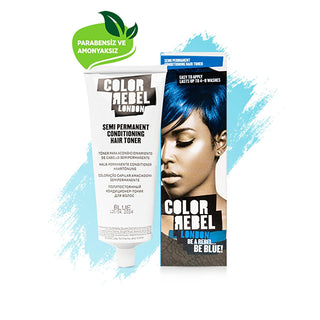 color rebel semi-permanent hair color blue 100 ml, blue hair color applied on hair Color Rebel Semi-Permanent Hair Color - Blue | 100 ml Color Rebel Semi-Permanent Hair Color - Blue 100ml color-rebel, hair-color, semi-permanent, blue-hair-dye, paraben-free, ammonia-free, animal-friendly, hair-care, vibrant-color, ai-generated