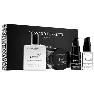 Rossano Ferretti Mini Intenso Smoothing Hair Care Set for Thick Hair - Vegan, Cruelty-Free, Hydrating Hair Serum, Shampo