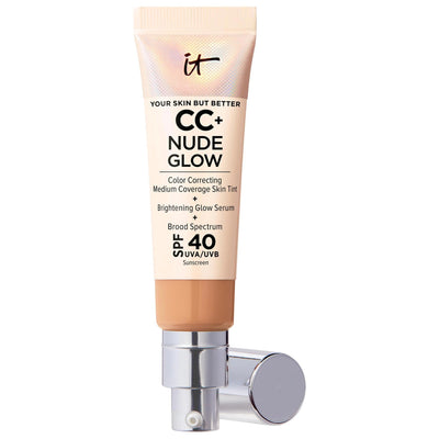 IT Cosmetics CC+ Nude Glow Lightweight Foundation + Glow Serum with SPF 40 and Niacinamide - Brightening, Medium Coverag