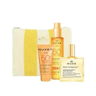 Nuxe Sun Care Set: SPF 50 Sun Protection, Bronzing Oil & Hydrating Sunscreen - Natural Tan & Paraben-Free Suncare Nuxe Sun Care Set: SPF 50, Bronzing Oil - Natural Tan & Hydration sun care set, SPF 50 sun protection, bronzing sun oil, hydrating sunscreen, Nuxe Sun, natural tan enhancer, paraben-free sunscreen, alcohol-free suncare, sun protection skincare set, multi-purpose dry oil, sun protection, skincare, natural tan, hydration, summer skincare, UVA protection, UVB protection, sensitive skin, gentle skin