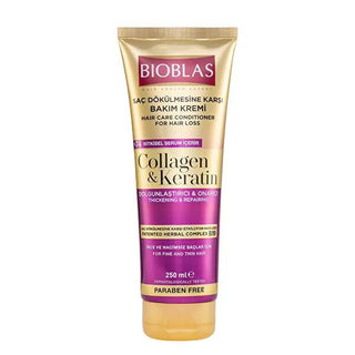 Bioblas Hair Care Cream with Collagen & Keratin - Anti-Hair Loss, Nourishing, and Shine Enhancement for Thin Hair Bioblas Hair Care Cream - Collagen & Keratin for Thin Hair hair care cream, collagen hair treatment, keratin hair cream, anti hair loss serum, botanical hair nourishment, dermatologically tested hair products, thin hair solution, hair loss prevention, natural hair care, hair nourishment, hair shine enhancement, volumizing hair cream