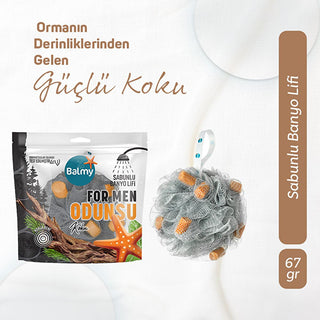 Balmy: All-In-One Woody Scented Soap Infused Bath Sponge for Men - Exfoliating, Convenient, Travel-Friendly Body Scrubber Balmy: Men's Soap Infused Sponge - All-In-One Bath & Body Scrubber soap infused sponge, men's bath sponge, all in one bath sponge, exfoliating bath sponge for men, woody scented bath sponge, convenient bath sponge, travel soap sponge, men's grooming, body scrubber for men, bath sponge, soap sponge, men's bath, exfoliating sponge, woody scent, travel soap, men's skincare, body scrubber, b