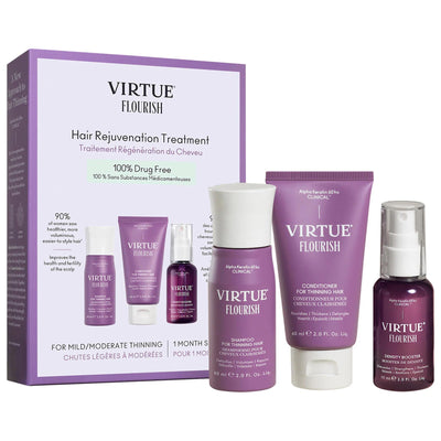 Flourish Hair Rejuvenation Treatment Set for Thinning Hair | Drug-Free Growth, Thicker Hair, Scalp Health & Vegan Formul
