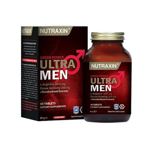Nutraxin Ultra Men Dietary Supplement for Men - 60 Tablets - Ginseng, Ginger, L-Arginine, Tribulus for Men's Health Nutraxin Ultra Men - Men's Health Supplement men's health supplement, dietary supplement for men, herbal health products, nutritional support for men, Ginseng and Ginger supplement, vitality support, energy boost, cardiovascular health, male fertility, testosterone support, natural health products, wellness supplements