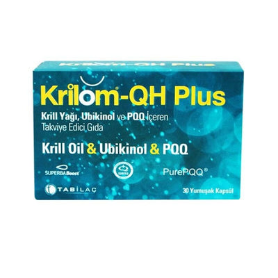 Krilom QH Plus Krill Oil Supplement with Omega-3, CoQ10, and Astaxanthin - 30 Soft Capsules for Heart Health and Antioxi
