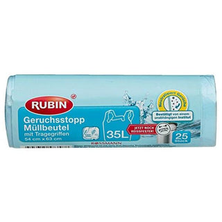 Rubin 35L Odor-Control Trash Bags - 54x63cm, Eco-Friendly, Pack of 25 Rubin 35L Odor Control Trash Bags - Eco-Friendly & Convenient Trash bags, Odor control trash bags, Eco-friendly trash bags, Rubin trash bags, 35-liter trash bags, Waste management solutions, Household essentials, Kitchen supplies, Bathroom supplies, Office supplies, Sustainable living, Recyclable materials