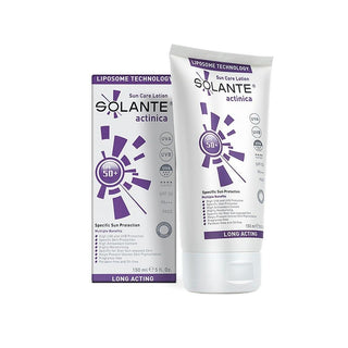solante actinica sunscreen 150 ml, solante sunscreen packaging front, application of solante sunscreen, solante sunscreen texture Solante Sunscreen Actinica - SPF 50+ | 150 ml Solante Sunscreen Actinica SPF 50+ - 150 ml solante, sunscreen, spf-50, actinic-keratosis, skin-care, uv-protection, adults, anti-aging, ai-generated, sensitive-skin