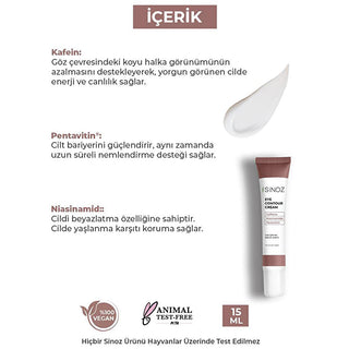 Sinoz Eye Cream: Reduce Dark Circles & Wrinkles with Caffeine & Niacinamide - Intense Hydration for All Skin Types Sinoz Eye Cream: Reduce Dark Circles & Wrinkles | Hydrating Formula eye cream, dark circle treatment, wrinkle reduction, eye hydration, anti-aging eye cream, caffeine eye cream, niacinamide eye cream, eye cream for all skin types, eye cream for dark circles and wrinkles, undereye cream, dark circles, wrinkles, hydration, caffeine, niacinamide, pentavitin, all skin types, fine lines, crow's feet