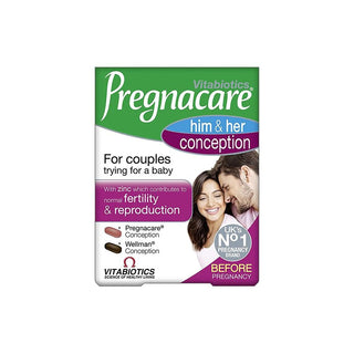 Vitabiotics Pregnacare Him&Her Conception Multivitamin Supplement for Fertility - Supports Reproductive Health for Couples Trying to Conceive Pregnacare Him&Her Conception - Multivitamin for Fertility & Reproductive Health Pregnacare Him&Her Conception, Multivitamin for fertility, Preconception health supplement, Vitamins for couples trying to conceive, Reproductive health support, Fertility supplements, Conception vitamins, Men's and women's health, Preconception care, Dietary supplements for fertility