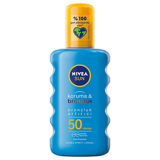 Nivea Sun SPF 50 Sunscreen Spray: High UVA/UVB Protection & Natural Bronzing - Ocean Friendly & Water Resistant, 6.76 fl oz Nivea SPF 50 Sunscreen: Tan & Protect, Ocean Friendly SPF 50 sunscreen, bronzlaştırıcı güneş kremi, tanning sunscreen, ocean friendly sunscreen, sunscreen for sensitive skin, high protection sunscreen, water resistant sunscreen, UVA UVB protection, Nivea sun spray, sunscreen spray, sunscreen, sun protection, tanning, natural tan, sensitive skin, broad spectrum, water resistant, UVA pro