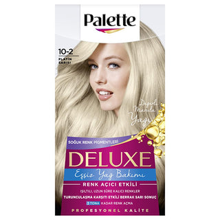 palette-deluxe-hair-color-10-2-platinum-blonde, rich-color-hair-dye-with-micro-oils Palette Deluxe Hair Color 10-2 Platinum Blonde - Long-lasting Rich Color | For Beauty Enthusiasts & Women Palette Deluxe Hair Color - 10-2 Platinum Blonde hair-color, platinum-blonde, permanent-dye, long-lasting-color, beauty-products, hair-care, women, dye-kit, palette, ai-generated