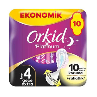 Orkid Platinum Nighttime Pads - Ultimate Leak Protection & ComfortFit, Extra Long Overnight Menstrual Pads for Women - 10 Count Eko Pack Orkid Platinum Night Pads: Leak-Proof Overnight Protection hygienic pads, menstrual pads, nighttime pads, overnight pads, Orkid pads, feminine hygiene, leak protection, ComfortFit pads, extra long pads, menstrual products, pads, feminine products, hygiene, women's health, period protection, menstrual cycle, overnight protection, comfort, secure fit, zero leakage, zero disp