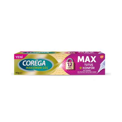 Corega Denture Adhesive Cream: Strong Hold & Cushion Comfort - 40g - Best Denture Adhesive for Sensitive Gums