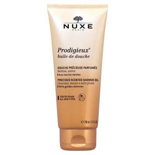 Nuxe Prodigieux Shower Oil: Golden Shimmer Body Cleansing Oil for Soft, Radiant Skin - 6.76 fl oz Nuxe Prodigieux Shower Oil: Shimmering Body Cleansing for Radiant Skin shower oil, golden shimmer shower oil, fragrant shower oil, gentle cleansing oil, Nuxe shower oil, body cleansing oil, moisturizing shower oil, shimmering body wash, body oil, cleansing oil, skincare, body care, golden shimmer, radiant skin, soft skin, luxurious shower, aromatherapeutic, daily cleansing, gentle cleanser, body wash, shimmer, 