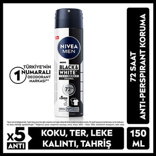 Nivea Men Black & White Invisible Original Deodorant Spray - 72-Hour Anti-Per...