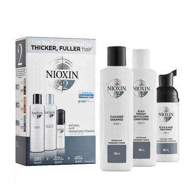 Nioxin Nioxin 2 Hair Care Set for Natural Hair, Anti-Hair Fall Treatment, Compact Size for Travel - Ideal for Hair Loss,