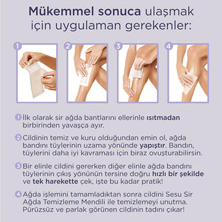 sesu soft wax strips packaging, sesu soft wax strips in action, sesu soft wax strips with cleansing wipes Sesu Soft Wax Strips - Easy to Use | 32 Strips Sesu Soft Wax Strips - Easy to Use | 32 Strips wax-strips, hair-removal, beauty-care, skincare, easy-to-use, ecocert, dermatologically-tested, ultimate-smoothness, women, ai-generated