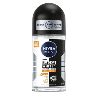 Nivea Men Black & White Invisible Deodorant for Men - Long Lasting Anti-Perspirant Protection, 72 Hours, Anti-Stain, Dermatologically Tested - 50ml Nivea Men Black & White Invisible Deodorant - 72hr Protection Nivea Men Deodorant, Black & White Invisible Deodorant, Long-lasting anti-perspirant, Dermatologically tested deodorant, Anti-stain deodorant for men, Men's grooming, Personal care, Deodorant for men, Anti-perspirant deodorant, 72-hour protection, Clothing protection, Skin care, X5 Anti Formula, Ethan