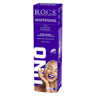 Rocs Uno Whitening Toothpaste with Calcium & Xylitol - 74g Rocs Uno Whitening Toothpaste - Strengthens & Whitens whitening toothpaste, calcium toothpaste, xylitol toothpaste, remineralizing toothpaste, fresh breath toothpaste, oral care, dental hygiene, toothpaste with calcium, whitening oral care, healthy smile, tooth decay prevention