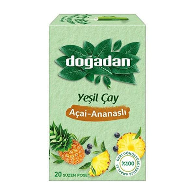 Doğadan Do_adan A�ai & Pineapple Green Tea: Antioxidant Rich, Naturally Sweetened with Stevia, Refreshing Herbal Tea for