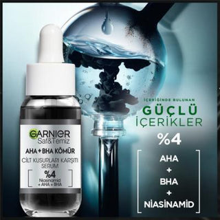 Garnier AHA BHA Serum - Reduce Skin Imperfections, Exfoliate & Smooth Oily Skin - Niacinamide Facial Serum for Clearer Complexion (30ml) Garnier AHA BHA Serum: Clear Oily Skin & Reduce Imperfections AHA BHA serum, skin imperfection serum, oily skin serum, niacinamide serum, exfoliating serum, blemish control serum, skin smoothing serum, Garnier serum, Facial Serum, acne treatment, oily skin care, pore minimizer, even skin tone, skin texture, clearer complexion, skin imperfections, Alpha Hydroxy Acid, Beta H