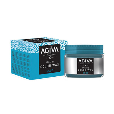 Agiva Blue Hair Styling Wax: Temporary Color & Strong Hold - Washable Hair Dye for Men & Women - Experiment with Bold Bl